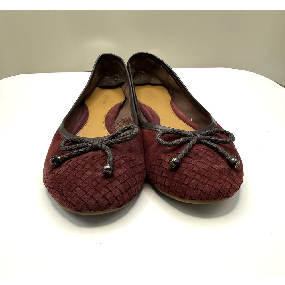 BUNDLE: 2 Sperry Maya Flats in Burgundy & in Gold Sz 9.5 - Picture 11 of 16